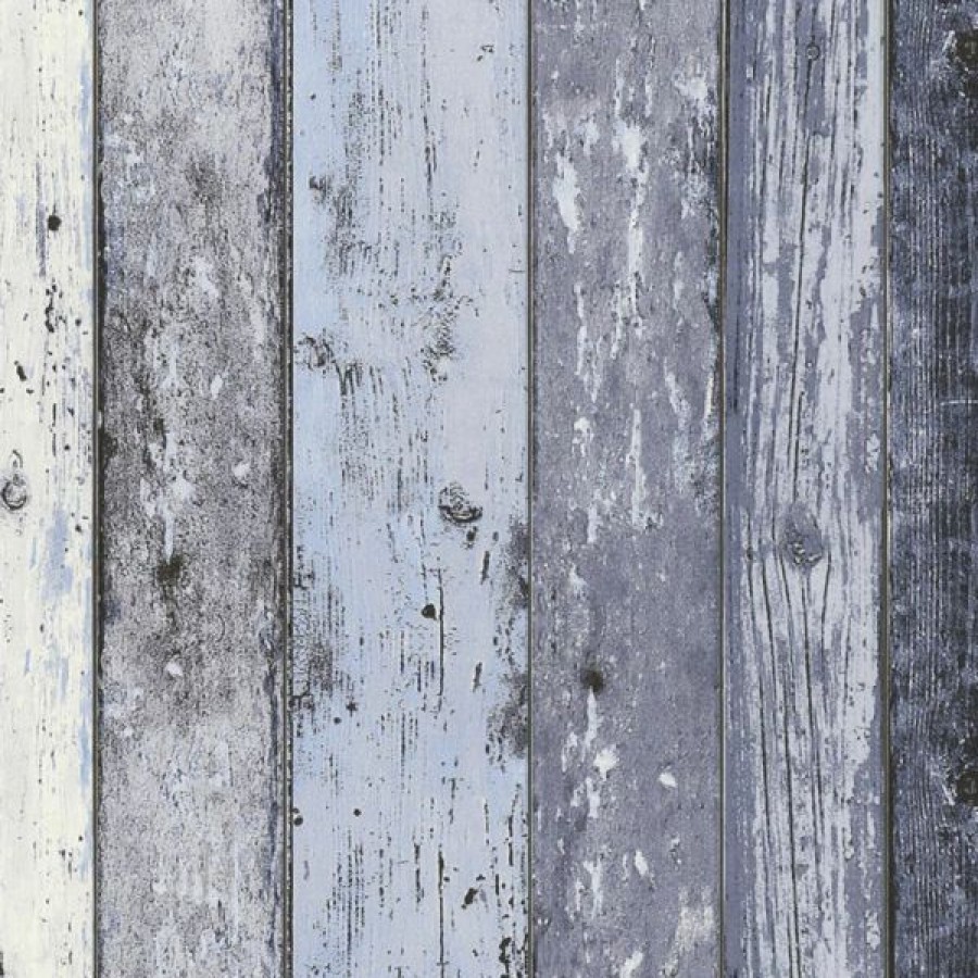 Other | * Clearance Sale Distressed Wood Panel Wallpaper Blue As Creation 8550-60