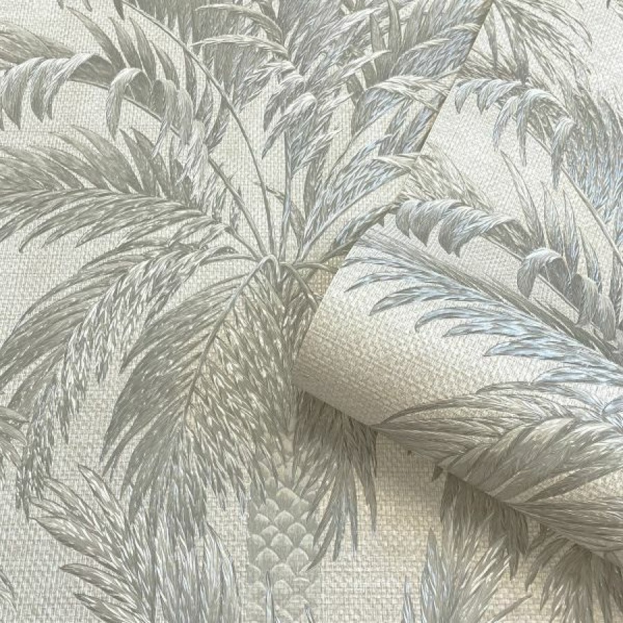 Tropical & Jungle | * Discounts Palm Tree Wallpaper Silver / Beige Belgravia 9001