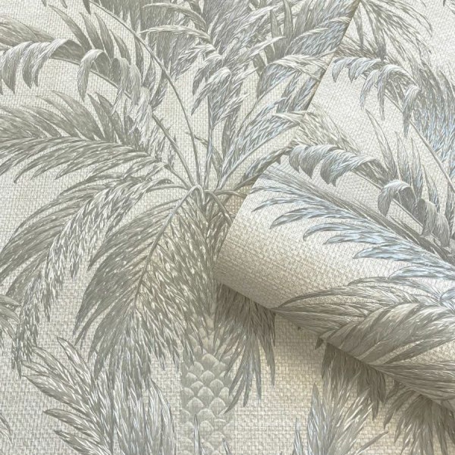 Tropical & Jungle | * Discounts Palm Tree Wallpaper Silver / Beige Belgravia 9001