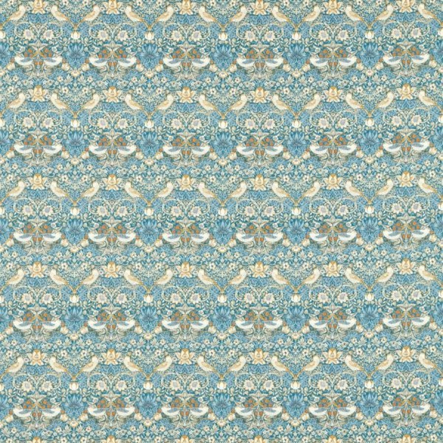 Fabric | * Discounts William Morris Strawberry Thief Fabric Denim Spice F1678/06 By The Meter