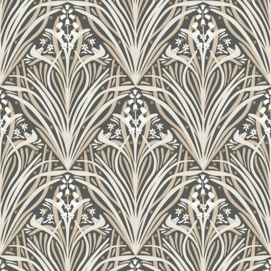 Arts | * Outlet Elegance Bellflower Wallpaper Charcoal / Cream Muriva M66109