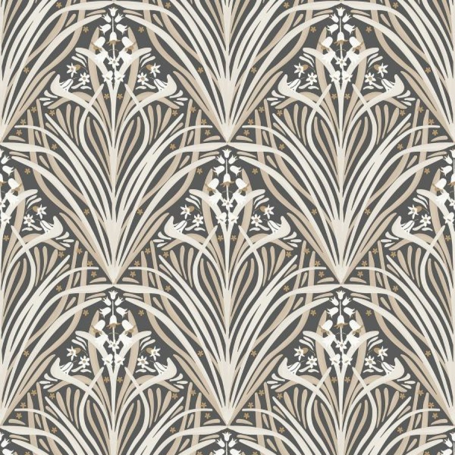 Arts | * Outlet Elegance Bellflower Wallpaper Charcoal / Cream Muriva M66109